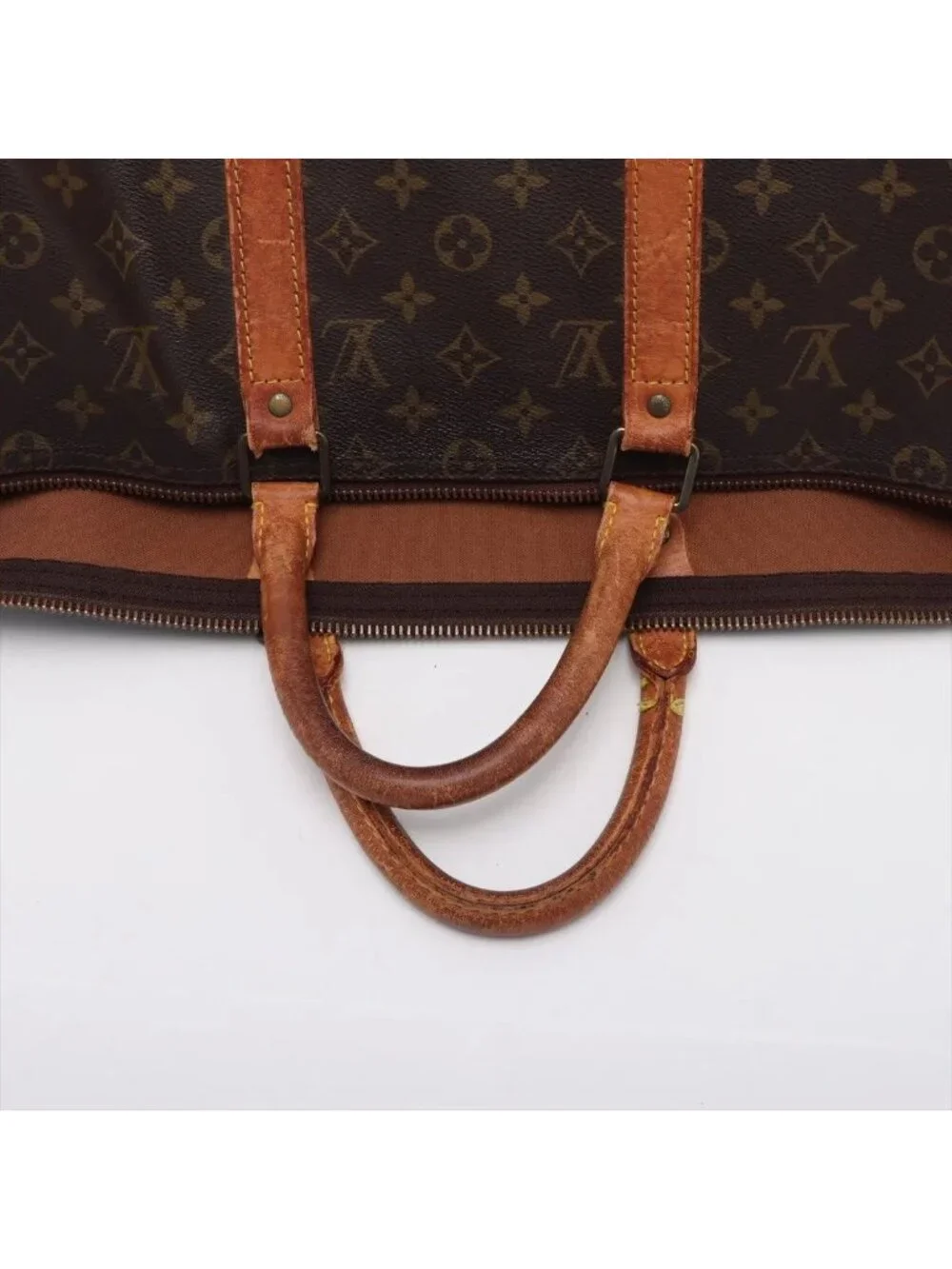 Louis Vuitton Monogram Keepall 50 Leather Boston Bag Tote Carry